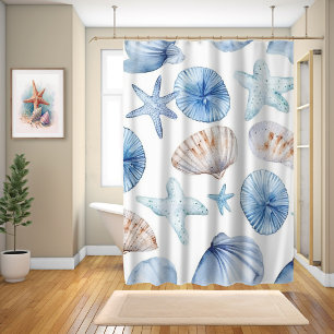 Coastal Ocean Seashell Shower Curtain