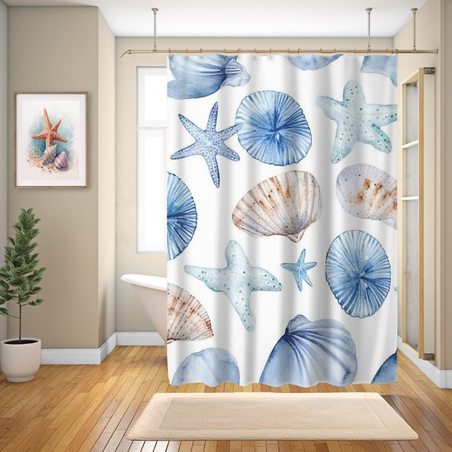 Coastal Ocean Seashell Shower Curtain (Creator Uploaded)