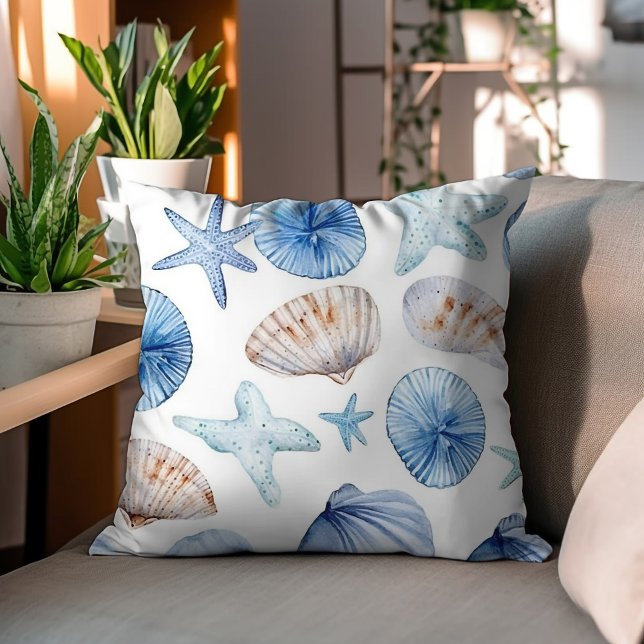 Coastal Ocean Seashell Throw Pillow (Creator Uploaded)