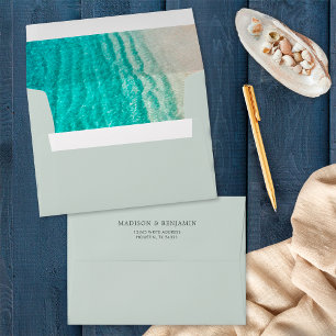 Coastal Ocean Summer Beach Destination Wedding Envelope