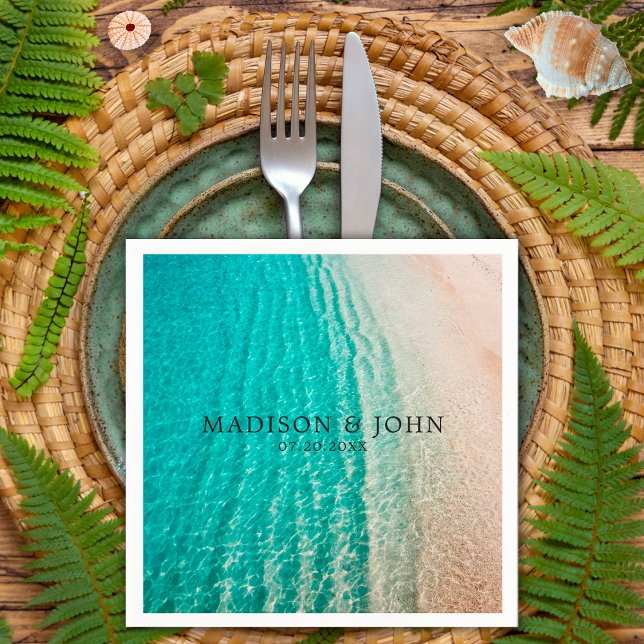 Coastal Ocean Summer Beach Destination Wedding Napkins (Creator Uploaded)