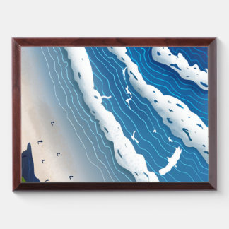 Coastal Ocean Waves Wall Art 🌊 Framed Beach Print Award Plaque
