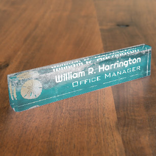 Coastal Office Sand Dollar Desktop Desk Name Plate