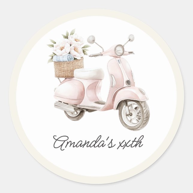 Coastal Old Money Aesthetic Summer Birthday Party Classic Round Sticker (Front)