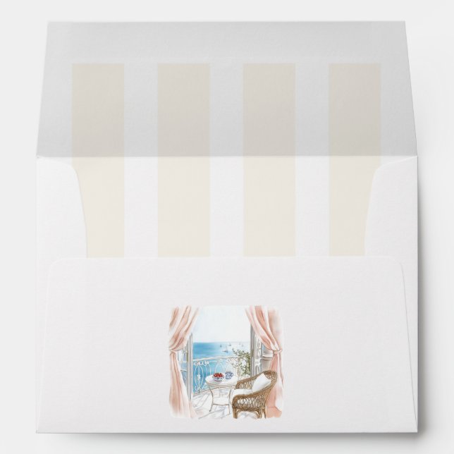 Coastal Old Money Aesthetic Summer Birthday Party Envelope (Back (Bottom))
