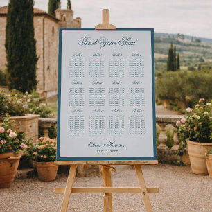 Coastal Old Money Blue Border Wedding Seating Foam Board