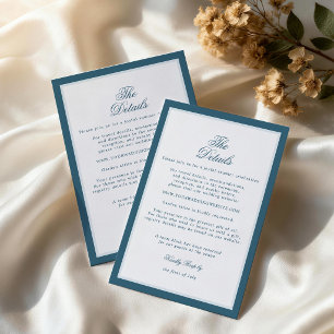 Coastal Old Money Blue Pinstripe Wedding Details Enclosure Card