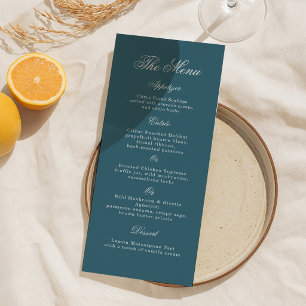 Coastal Old Money Blue Pinstripe Wedding Menu Invitation