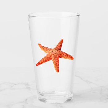 Coastal Orange Red Starfish Glass by GrudaHomeDecor at Zazzle
