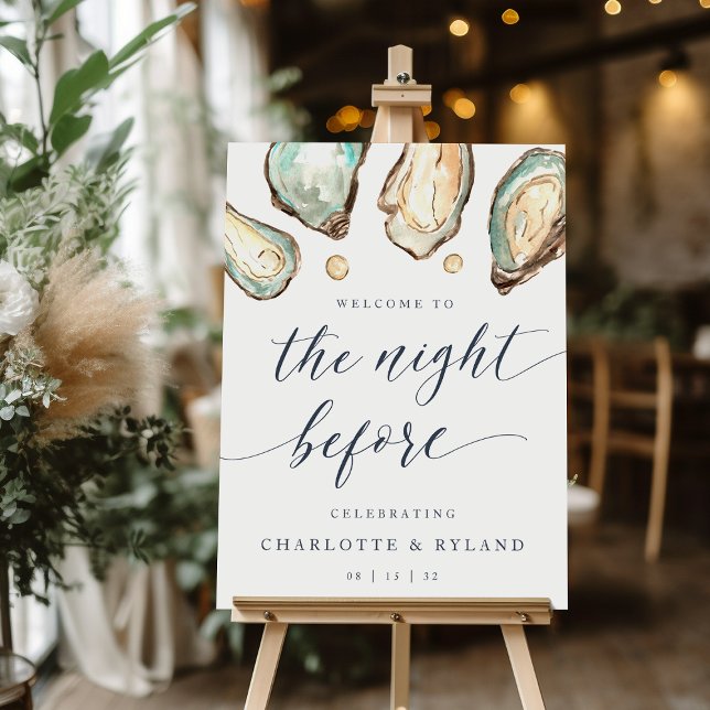 Coastal Oyster Rehearsal Dinner Welcome Sign (Coastal oyster rehearsal dinner welcome sign)
