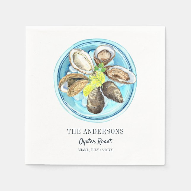 Coastal Oyster Roast Birthday Summer Napkins (Front)