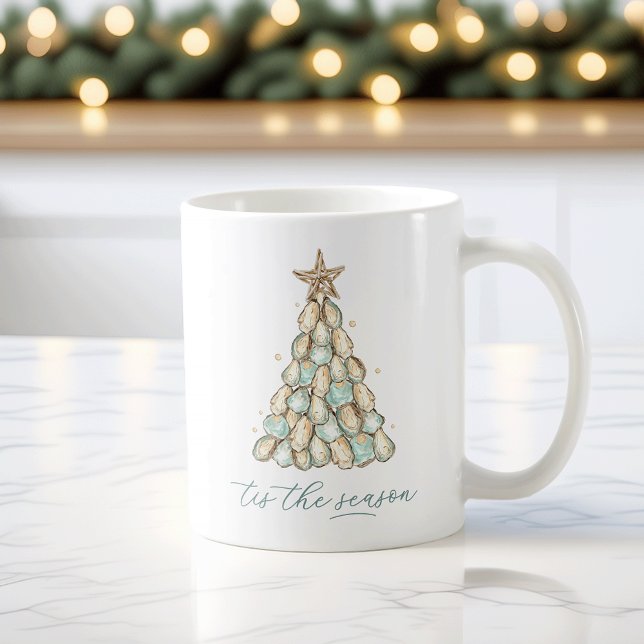 Coastal Oyster Shell Christmas Coffee Mug (Creator Uploaded)