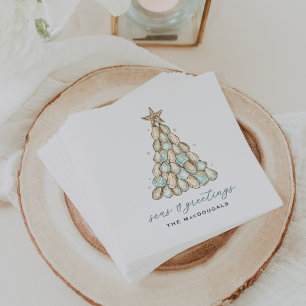 Coastal Oyster Shell Christmas Napkins