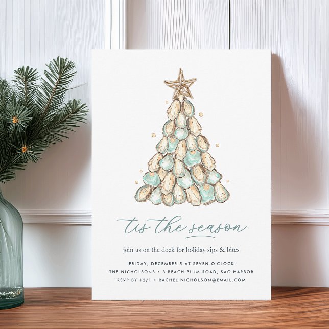 Coastal Oyster Shell Christmas Party Invitation (Creator Uploaded)