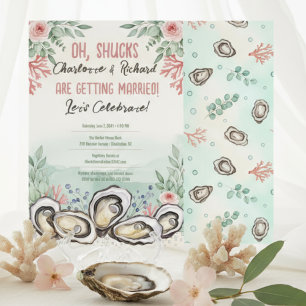 Coastal Oyster Theme Couples Wedding Shower Invitation