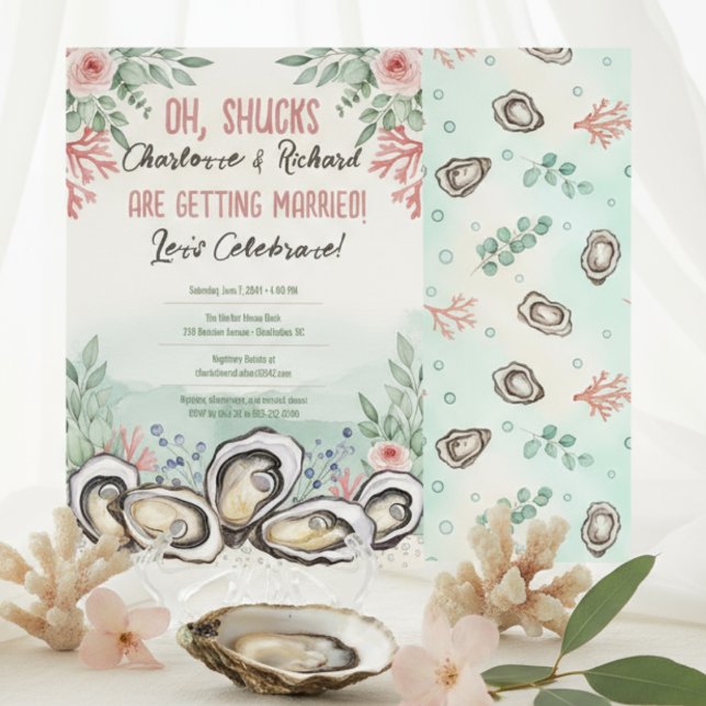 Coastal Oyster Theme Couples Wedding Shower Invitation (Coastal Oyster Theme Couples Wedding Shower Invitation)