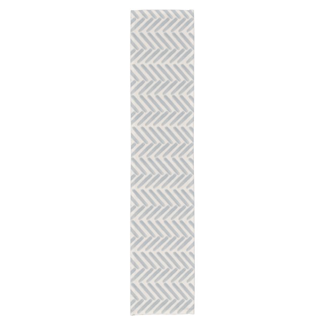 Coastal Painterly Herringbone Pattern in Mist Blue Short Table Runner (Front)