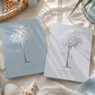 Coastal Palm Foil Wedding His and Her Vow Books