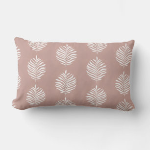 Coastal Palm Leaf Pattern Misty Rose Lumbar Pillow