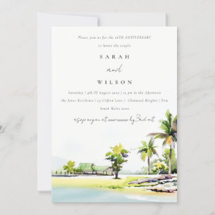Coastal Palm Tree Any Year Anniversary Invite