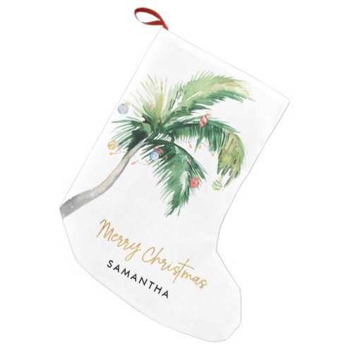 Coastal Palm Tree Christmas Holidays Family Small Christmas Stocking