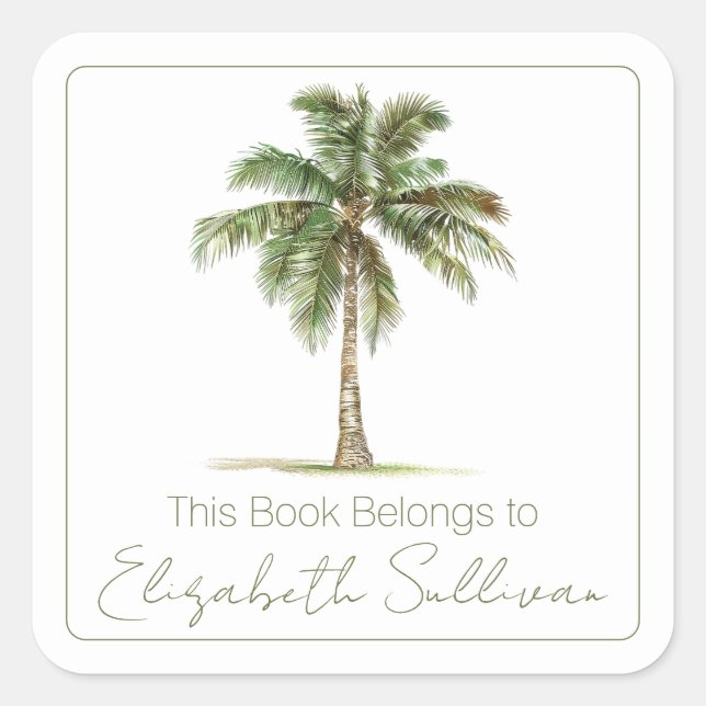 Coastal Palm Tree Personalized Bookplate (Front)
