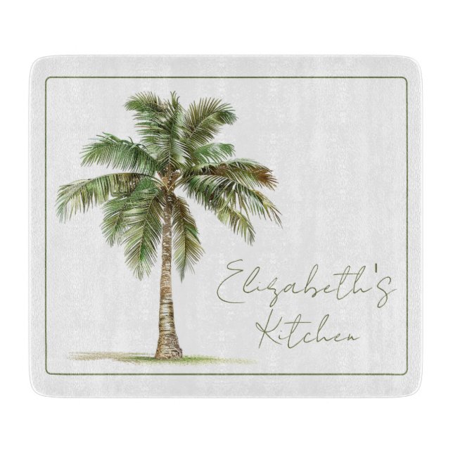Coastal Palm Tree Personalized Cutting Board (Front)