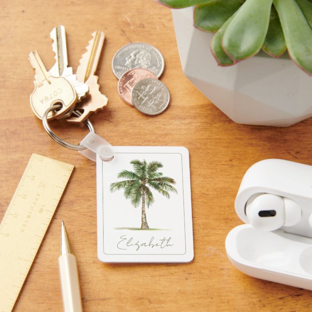 Coastal Palm Tree Personalized Keychain (Desk)