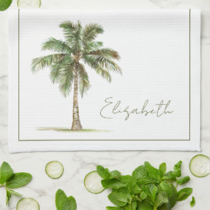 Coastal Palm Tree Personalized Kitchen Towel