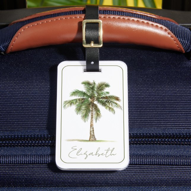 Coastal Palm Tree Personalized Luggage Tag (Front Insitu 2)