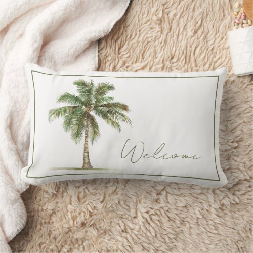 Coastal Palm Tree Personalized Lumbar Pillow