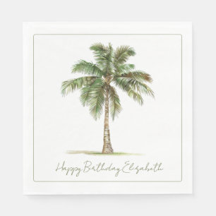 Coastal Palm Tree Personalized Napkins