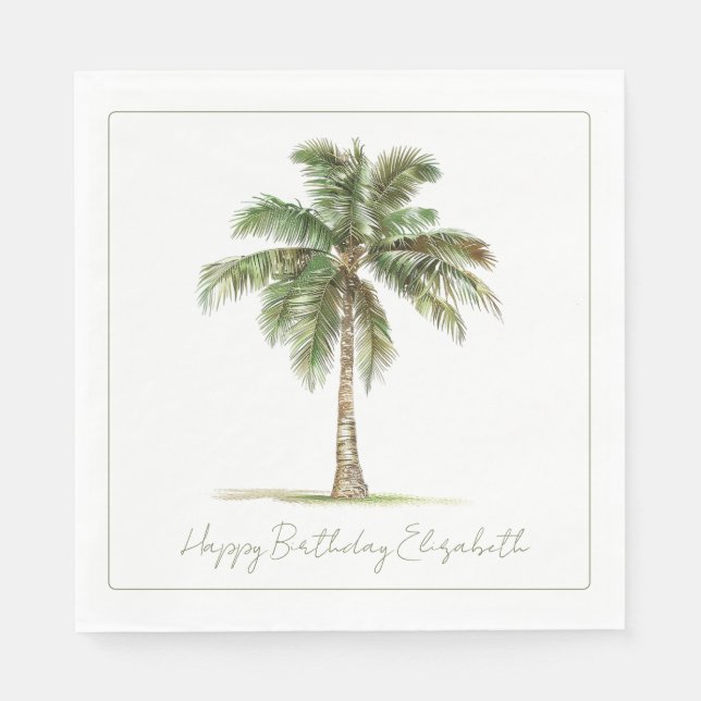 Coastal Palm Tree Personalized Napkins (Front)