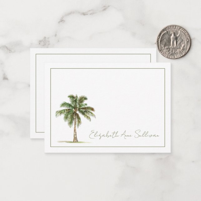 Coastal Palm Tree Personalized Note Card (Front/Back In Situ)
