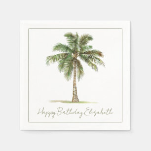 Coastal Palm Tree Personalized Party Napkins