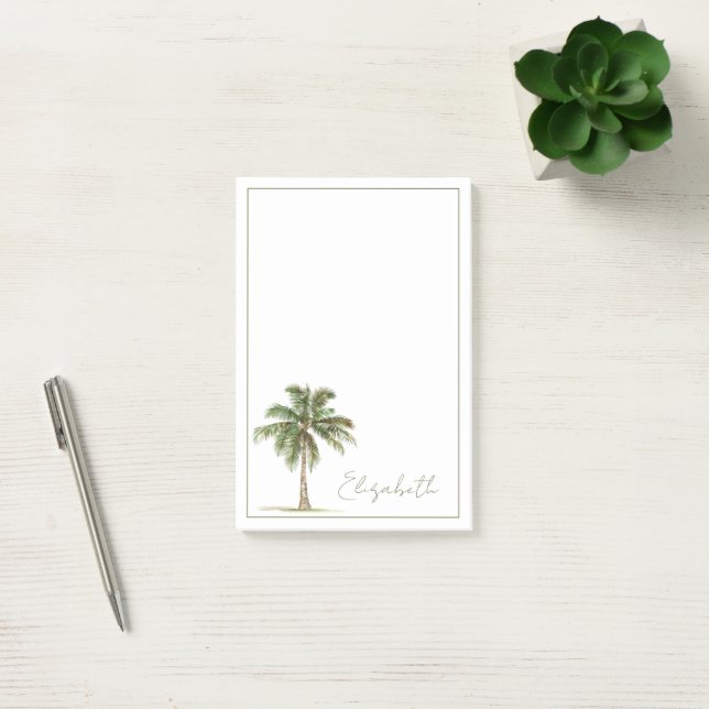Coastal Palm Tree Personalized Post-it Notes (Office)