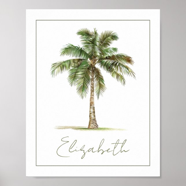 Coastal Palm Tree Personalized Poster (Front)