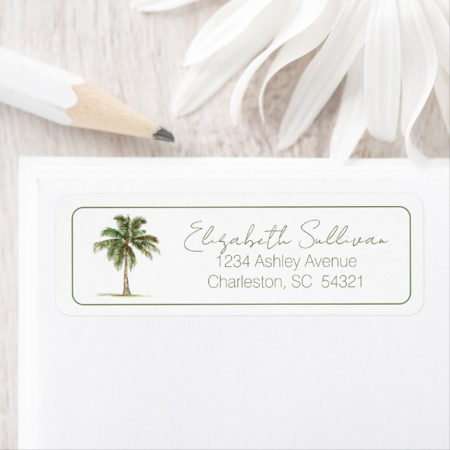 Coastal Palm Tree Personalized Return Address Label (Insitu)
