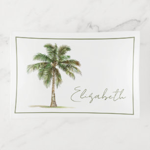 Coastal Palm Tree Personalized Trinket Tray