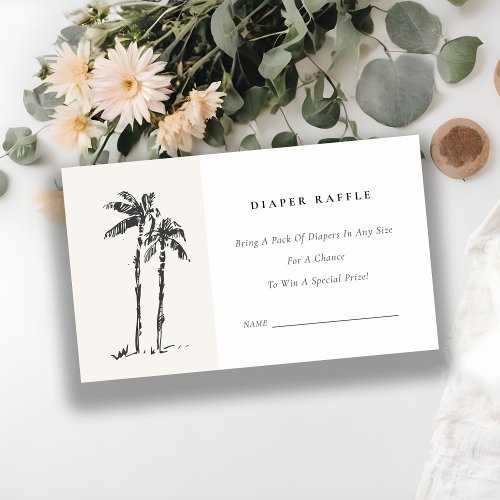 Coastal Palm Tree Sketch Diaper Raffle Baby Shower Enclosure Card