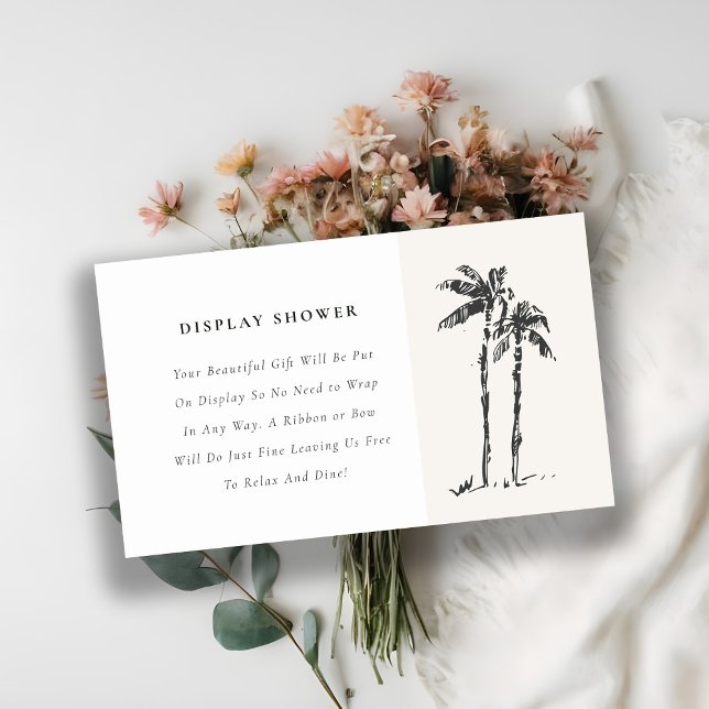 Coastal Palm Tree Sketch Display Baby Shower Enclosure Card (Creator Uploaded)