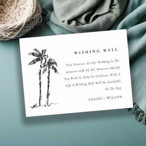 Coastal Palm Tree Sketch Wedding Wishing Well Enclosure Card