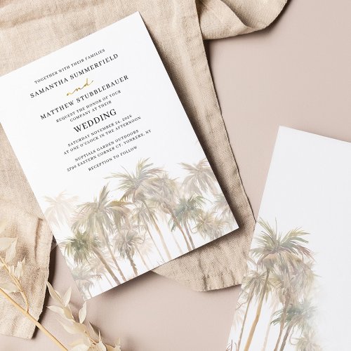 Coastal Palm Trees Beach Wedding Invitation