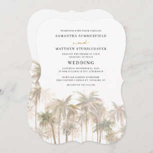 Coastal Palm Trees Watercolor Wedding Invitation