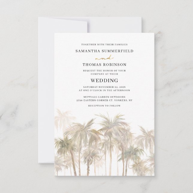 Coastal Palm Trees Wedding Invitation (Front)