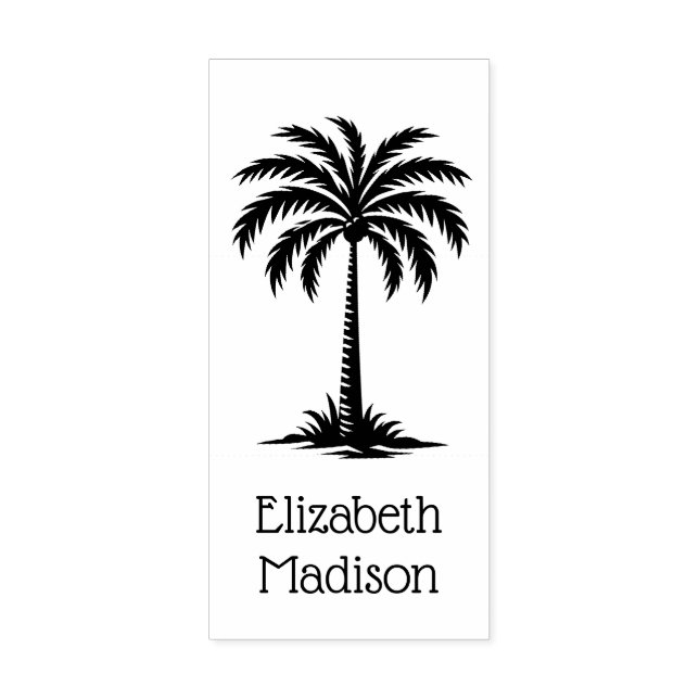 Coastal Palmetto Palm Tree Personalized Rubber Stamp (Imprint)