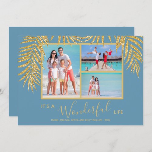 Coastal Palms Photo Collage Christmas Holiday Card