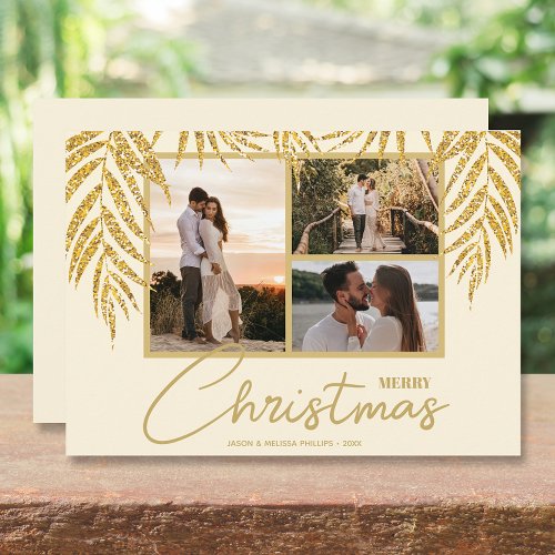 Coastal Palms Photo Collage Christmas Holiday Card