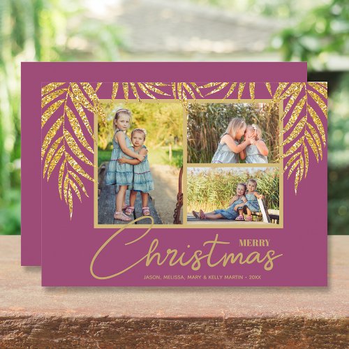 Coastal Palms Photo Collage Christmas Holiday Card