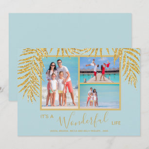 Coastal Palms Photo Collage Christmas Holiday Card